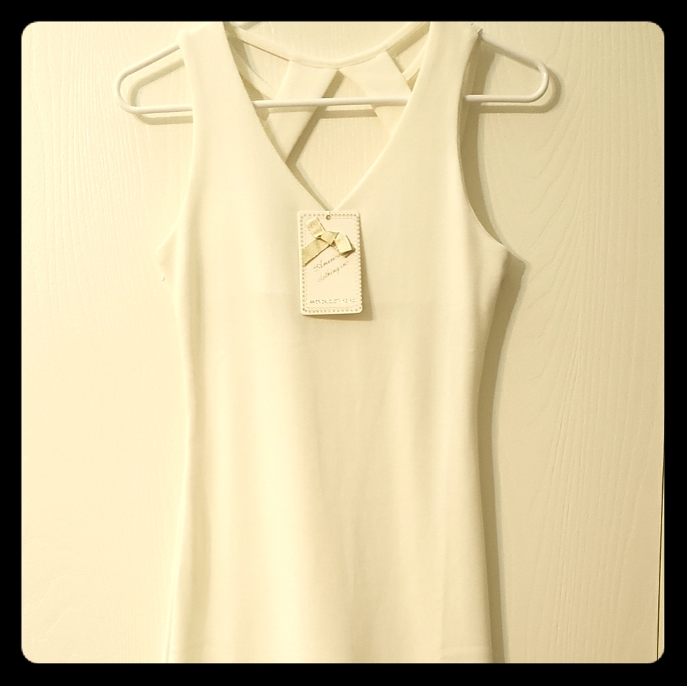 White tank dress thick compression fabric